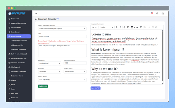 Génération de documents par IA